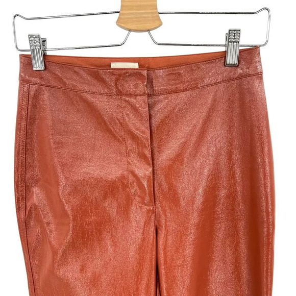 Aritzia Wilfred Shirley Pant Vegan Patent Leather Rust Brown Size 4 - Picture 3 of 13